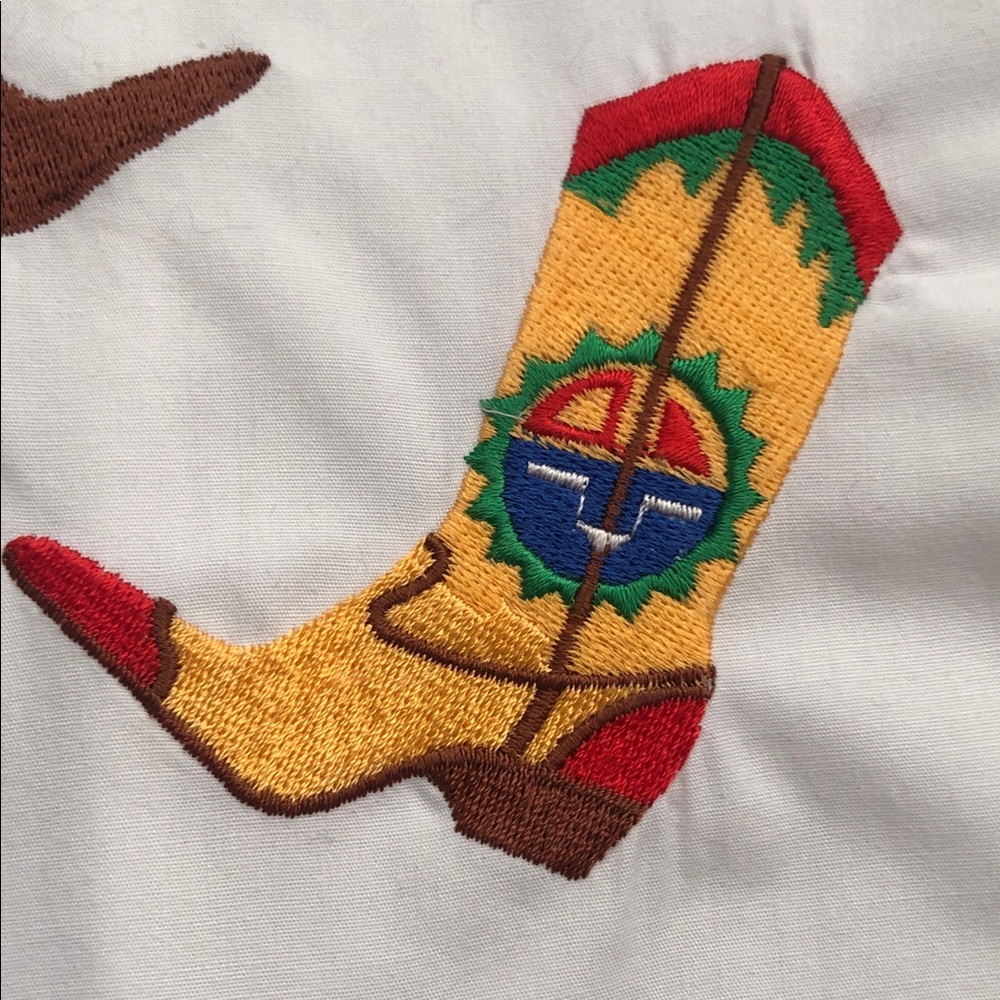 Westbound II Women’s Embroidered Cowboy Boot White Shirt Size 16 - Picture 9 of 12